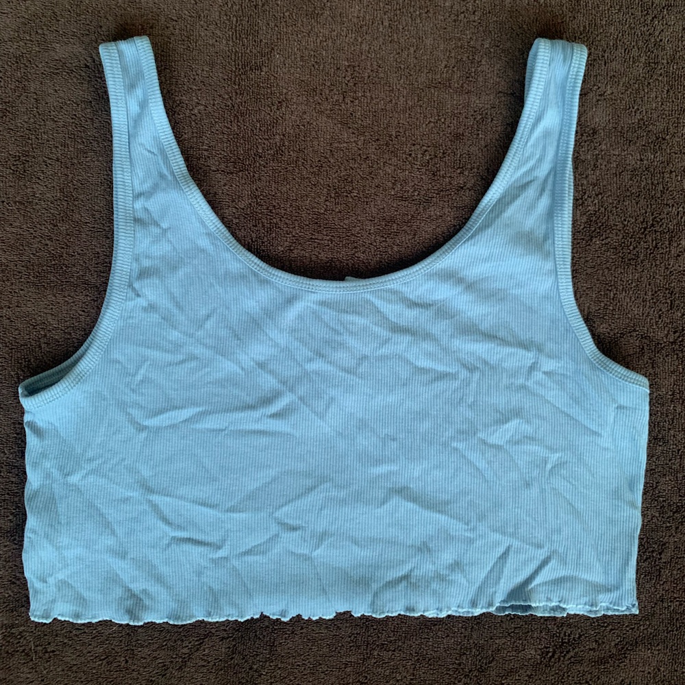 🩵AE Henley Crop Tank Ribbed Blue with Buttons - Size XL - NWOT - Picture 4 of 10